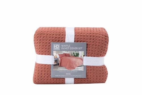 HD Designs® Waffle Duvet Set King  - Pink Perspective: front