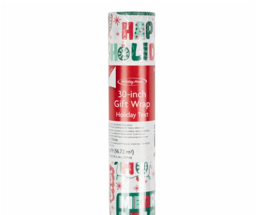 Holiday Home 30 Inch Holiday Text Gift Wrap Roll Perspective: front