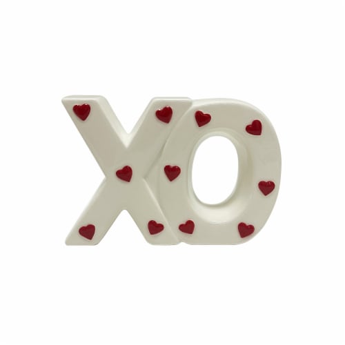 Holiday Home Valentine's Ceramic Tabletop XO Decor - White Perspective: front