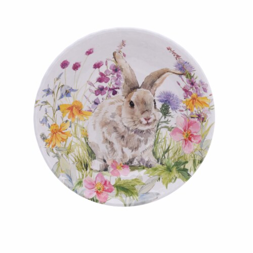 Holiday Home Scallop Edge Melamine Bunny Serve Bowl Perspective: front