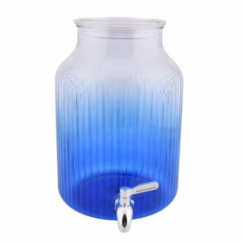 HD Outdoors Acrylic Ribbed Ombre Beverage Dispenser Royal Perspective: front