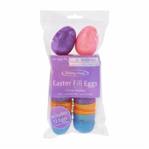 Holiday Home Easter Warm Pastel Glitter Fill Eggs Perspective: front