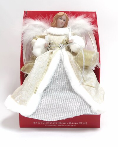 Holiday Home Angel Christmas Tree Topper Christmas Décor Gold and Silver Perspective: front