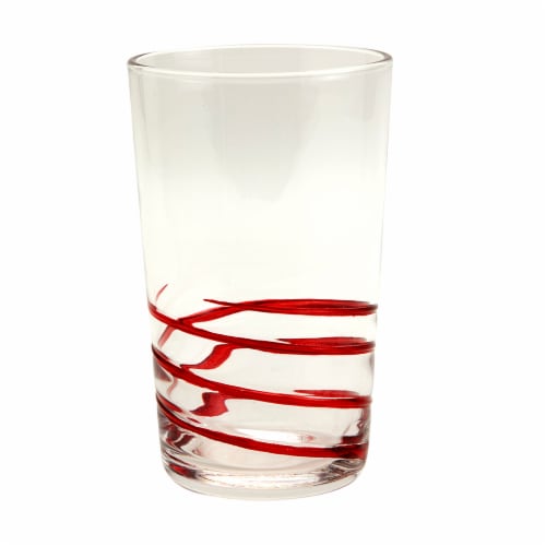 Holiday Home Red Swirl Highball Glass Perspective: front