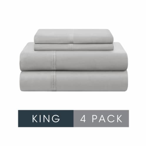 Modavari 500 Thread Count Egyptian Cotton King Sheet Set - Gray Perspective: front