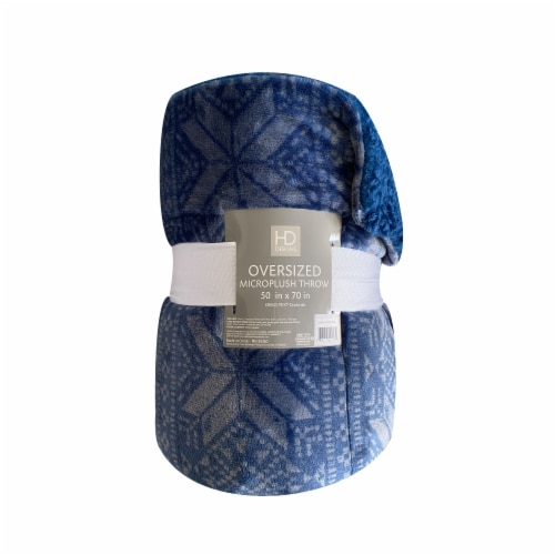 HD Oversized Christmas Throw - Denim Snowflake Perspective: front