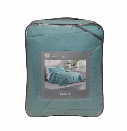 HD Designs Quilted Comforter King Set - Green Perspective: front