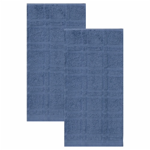 Everyday Living Waffle Kitchen Towels - Federal Blue Perspective: front