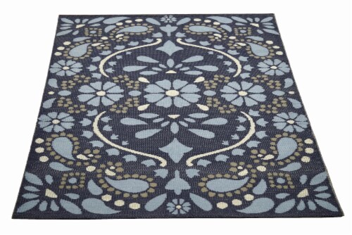 HD Designs Outdoors Happy Paisley Rug - Blue Perspective: front