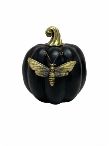 Holiday Home Black Pumpkin With Butterfly Halloween Decoration Perspective: front