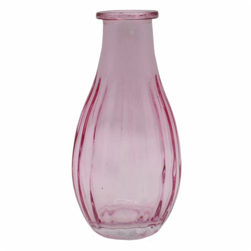 Holiday Home Easter 5.5in Glass Striped Vase - Pink Perspective: front