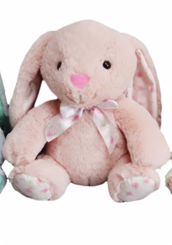 Holiday Home Pink Bunny with Ribbon Plush Perspective: front