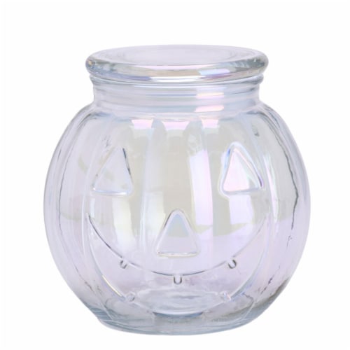 Holiday Home Large Glass Jack-o-lantern Canister - Clear Perspective: front