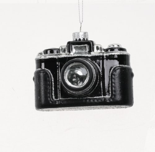 Holiday Home Black Camera Ornament Perspective: front