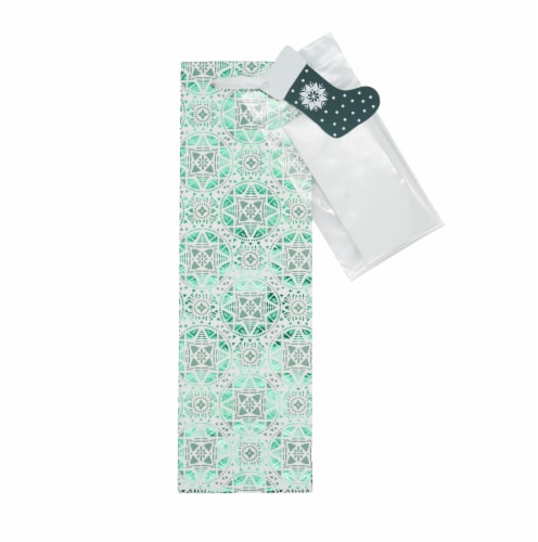 Holiday Home® Wine Bag Green Geo Perspective: front