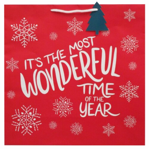 Holiday Home Wonderful Large Square Christmas Gift Bag Perspective: front