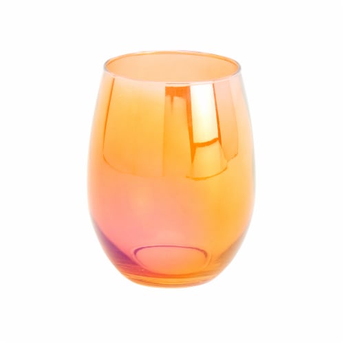 Holiday Home Orange Iridescent Stemless Halloween Wine Glass, 19