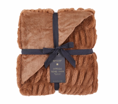 Modavari Sandstone Reversible ruched Fur Throw Perspective: front