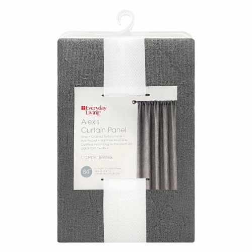 Everyday Living Alexis Crushed Casual Rod Pocket Single Curtain Panel - Grey Perspective: front
