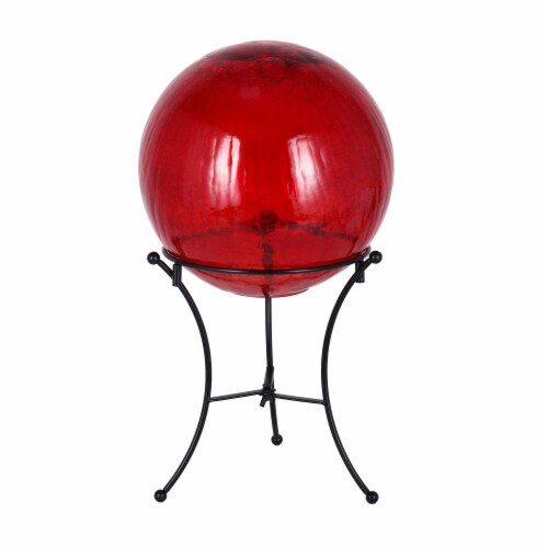 HD Designs Outdoors Red Crackle Gazing Ball Perspective: front