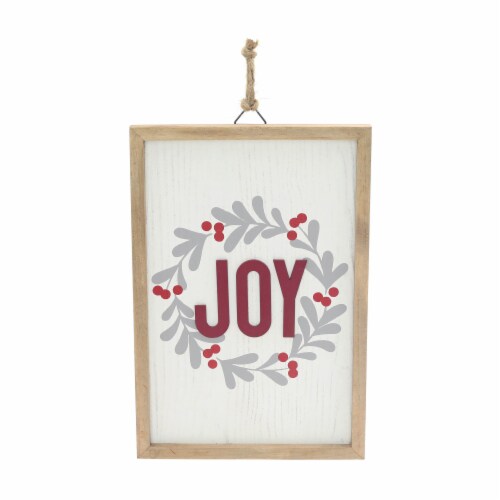 Holiday Home Joy White Christmas Wall Décor Sign Perspective: front