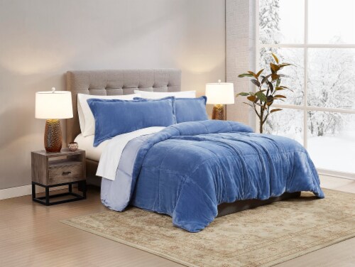 HD Designs Microplush Comforter Set - Blue Perspective: front