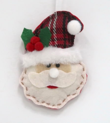 Holiday Home Felt Santa Head Ornament Perspective: front