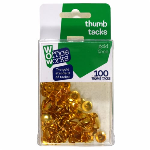 Office Works Gold Tone Thumb Tacks Perspective: front