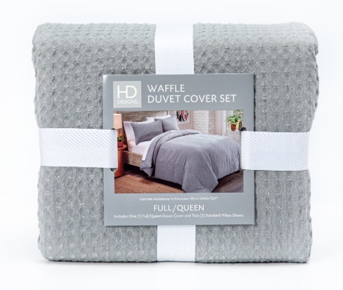 HD Designs® 3 Piece Waffle Duvet Set - Gray Perspective: front