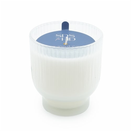 Sewing Down South for HD DesignsRibbed Wine Glass Candle Casmere Mist - White Perspective: front