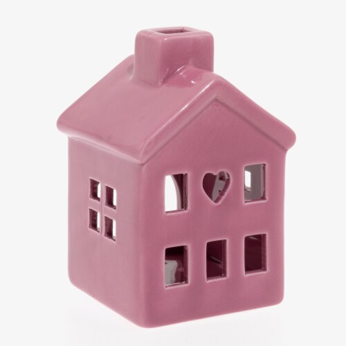 Holiday Home Valentine's Day Ceramic House Table Décor - Pink Perspective: front