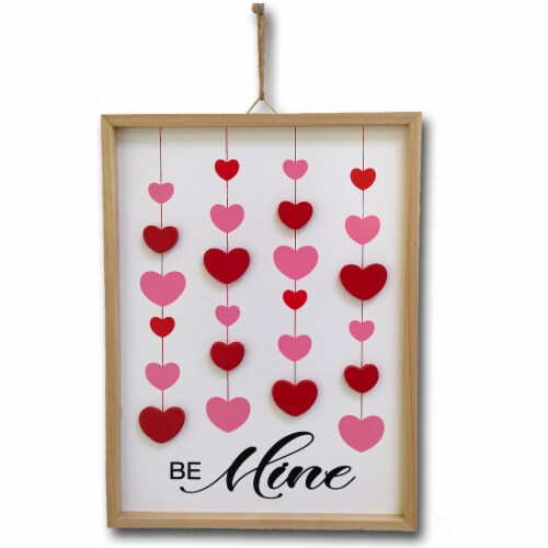 Holiday Home Wood Wall Sign Hearts Be Mine Perspective: front