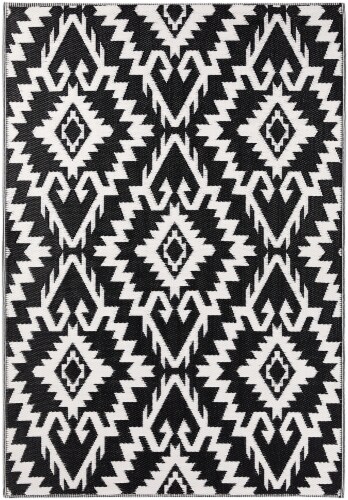 HD Designs Outdoors Vibrant Polypro Outdoor Rug - Black/White Perspective: front