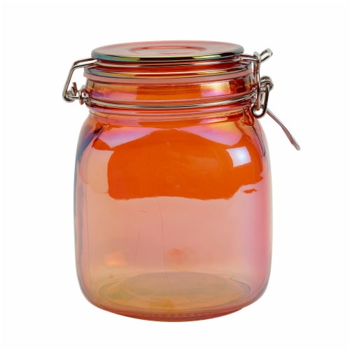 Holiday Home Halloween Clamp Jar- Orange Iridescent Perspective: front
