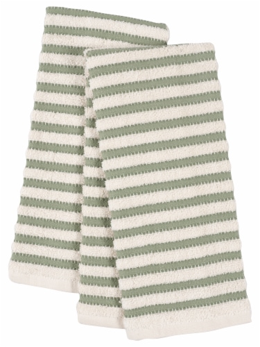 Dash of That® Dobby Striped Terry Cloth Kitchen Towels - Green Perspective: front