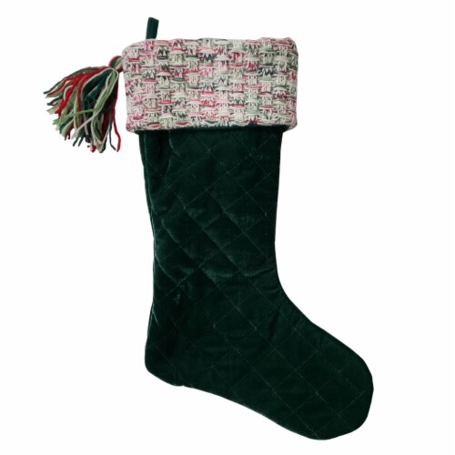 Holiday Home Plaid Cuff Weave Stocking Perspective: front