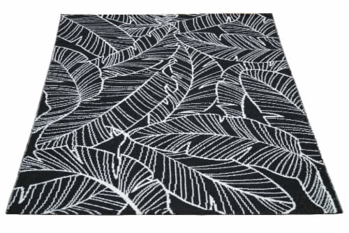 HD Designs Banana Leaves Rug - Black/White Perspective: front