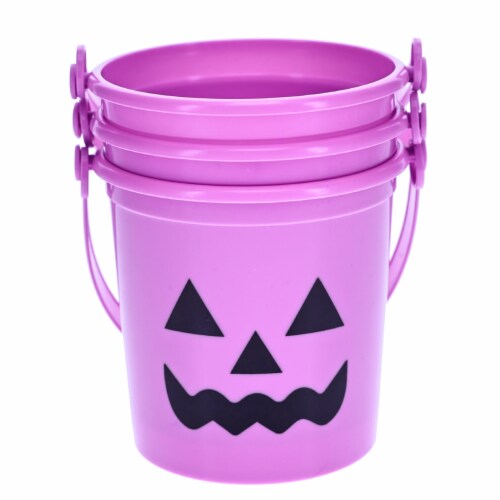 Holiday Home Jack-O-Lantern Mini Halloween Treat Buckets - Purple Perspective: front