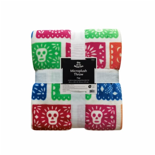 Holiday Home Dia de los Muertos Flags Microplush Throw Blanket Perspective: front
