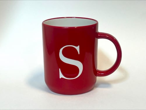 Holiday Home Red Monogram Mug Perspective: front