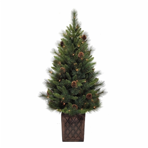 Holiday Home Bergen Pine Potted Tree with Clear Lights Perspective: front