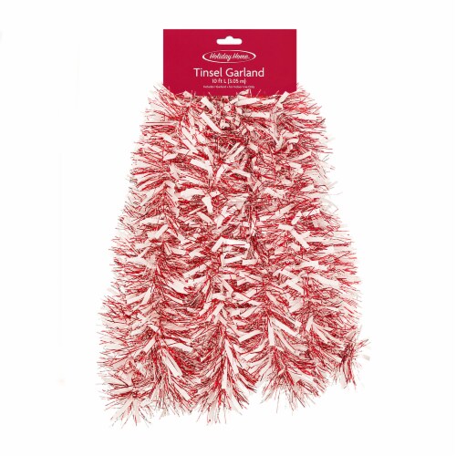 Holiday Home® Tinsel Garland - Red/White Perspective: front