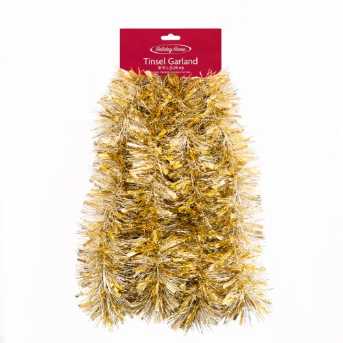 Holiday Home® Tinsel Garland - Silver/Champagne Perspective: front