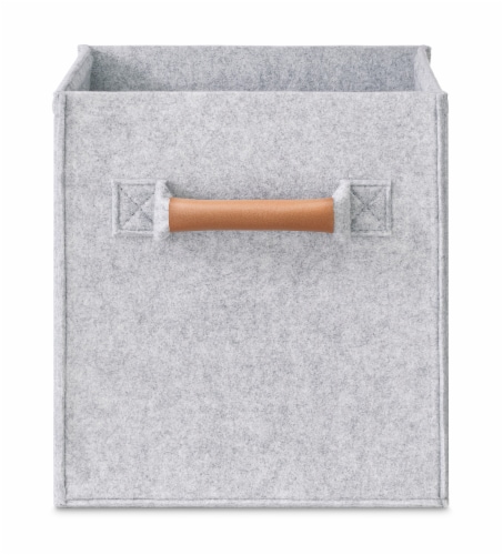 Everyday Living Fabric Drawer Felt with Leather Handle - Light Gray Perspective: front