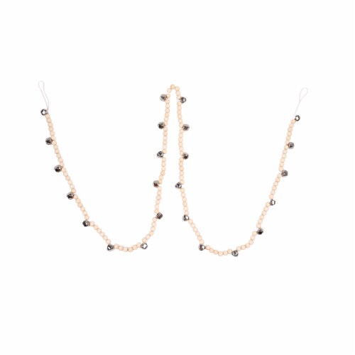 Holiday Home 6' Wood Beaded Garland - Silver Perspective: front