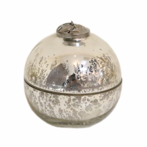 Holiday Home Mercury Glass Ornament Candle - Silver Perspective: front