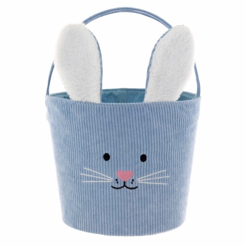 Holiday Home® Easter Corduroy Bunny Basket - Blue Perspective: front