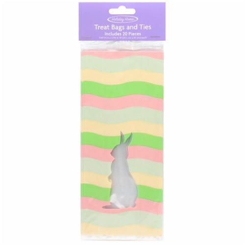 Holiday Home® Easter Treat Bags with Ties - Easter Stripe Perspective: front