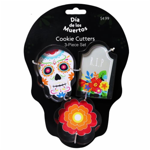 Holiday Home Skull Headstone Flower Cookie Cutter Set Perspective: front