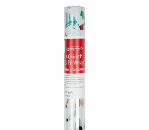 Holiday Home 40 Inch Merry Gnomes Gift Wrap Roll Perspective: front